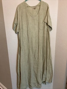 Flachs Leinen gewebt Kurzarm Oversize Lagenlook Kleid ÜBERGRÖSSE 3G - Bild 1 von 8