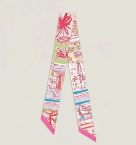 Sciarpa Hermes Rayures D’ete seta twilly rosa blu vert multicolore nuova con etichette ESAURITA - Foto 1 di 7