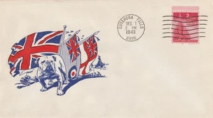 USA World War II Patriotic 12/07/43 2nd Anniversary of Pearl Harbor. Flags, Dog - Picture 1 of 2