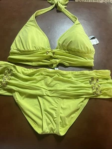 TRINA TURK 2 Piece Halter Bikini Lime Green Size 10 - Picture 1 of 5