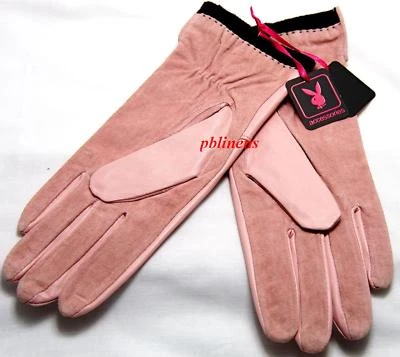 BNWT PLAYBOY LEATHER GLOVES IN BLACK/PINK NEW - Image 1 of 2