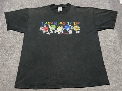 Camisa De Colección M&M's Riendo It Up Las Vegas Desteñida Negra Caramelo Y2K XL-2XL Foto 1 de 4