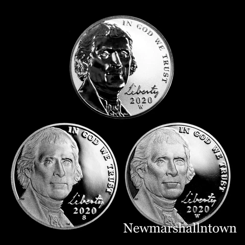 2020 S+W+W Jefferson Proofs and Reverse Proof ~ U.S. Coins from Mint Proof Set Cover