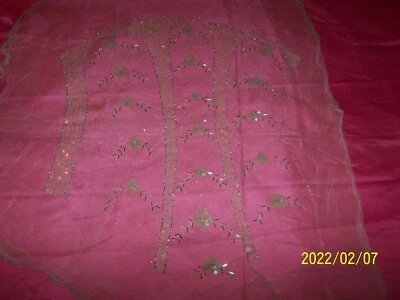 Ancien tulle brodé d'applications en sequins et perles. Blanc. Années 1930. N°30 - Photo 1/4