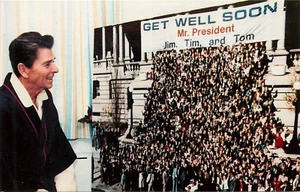 President Ronald Reagan after Assasination Attempt Get Well Card Staff Postcard - Picture 1 of 2