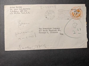 APO 541 SALZBURG, AUSTRIA 1948 Army Cover Hq Zone Com, JA Sec - Picture 1 of 2