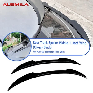 Rear Trunk Middle Spoiler+Roof Wing Kit For Audi Q3 F3 Sportback 2019-2024 Black - Picture 1 of 16