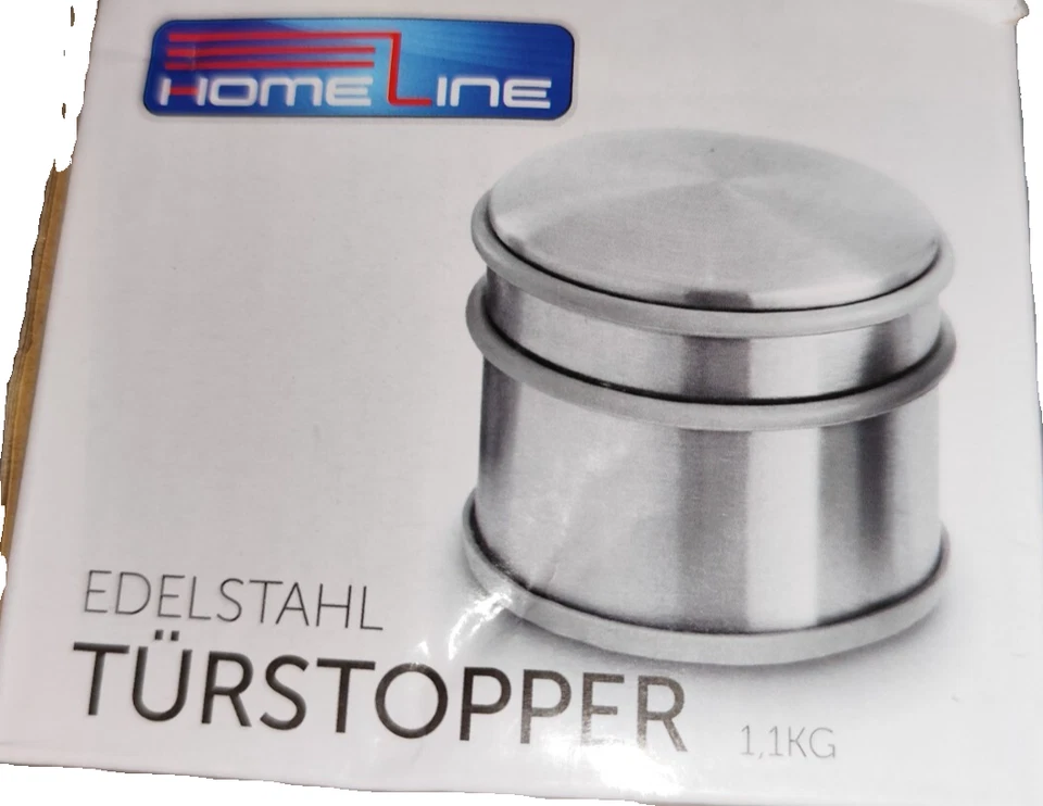 Türstopper 1,1 kg Edelstahl Türfeststeller Türhalter Türpuffer Gummirad grau - Bild 1 von 1