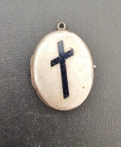 Antico portaritratti in argento con croce smaltata della fine del XIX secolo - Imagen 1 de 3