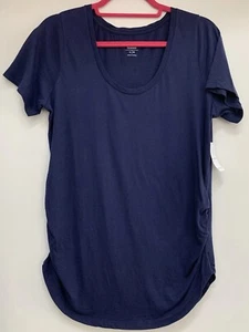 Old Navy Maternity Scoop Neck Blue Short Sleeve Sz Large Ruching New W/tags - Picture 1 of 6