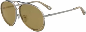 CE144S - CHLOÉ DESIGNER SUNGLASSES - BRAND NEW- [Silver/Copper/Yellow Mirror] - Picture 1 of 1