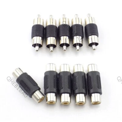 Dual RCA Male to male adapter Coupler female to female connector AV cable 25H - Image 1 of 4