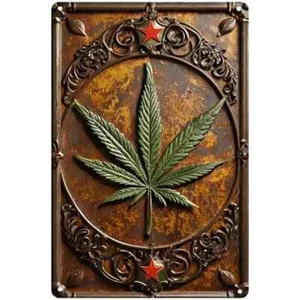 8 x 12 inches Tin Metal Sign Cannabis Leaf Wall Decoration Art - Picture 1 of 10