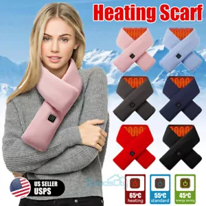 Electric Heated Scarf USB Rechargeable Neck Heating Pad Winter Warmer Wrap Shawl - Picture 1 of 25