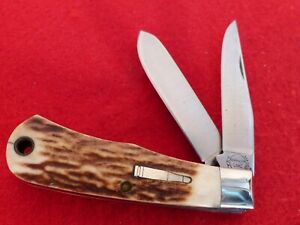 Remington Usa Made 1994 Bullet 2 blade stag R1176 Trapper Knife