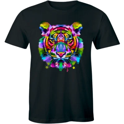 Colorful Tiger Face Shirt Neture Wild Animal Pet Lovers Tee Men's T-shirt - Image 1 of 4