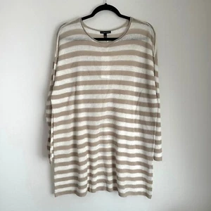 NWT Eileen Fisher Organic Linen Cotton Striped Knit Crew Neck Tunic Top XL - Picture 1 of 10