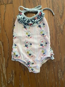 SweetHoney One Piece Halter Swimsuit. Regal Roses. Ruffled Bottom. 18 Months. - Picture 1 of 5