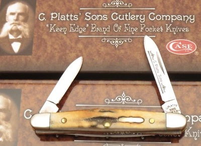Case XX USA C PLATTS 2005 Stamp 5201 SS Penknife - Stag Handles - MINT with Tin - Image 1 of 4