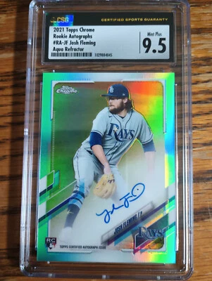 2021 TOPPS CHROME JOSH FLEMING RC AUTO AQUA REFRACTOR CSG 9.5 - Image 1 of 2