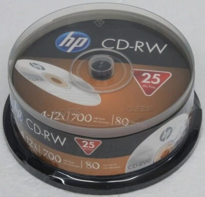 25PK HP CD-RW Logo 4x-12x Rewritable blank discs 700MB - Image 1 of 4