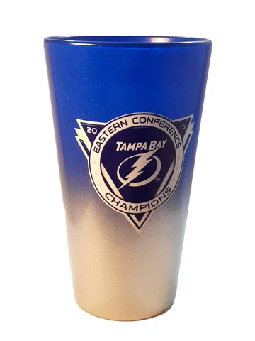 2015 NHL Stanley Cup Finals Pint Glass TAMPA BAY LIGHTNING Hockey Champions Blue Cover
