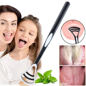 Raspador de lengua limpiador cepillo mango hilo dental tounge cura bacterias aliento fresco · - Imagen 1 de 15