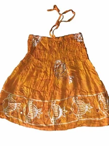 Carribean girl Dress or Tunic Brilliant Orange With Sequins & Fish Runs Small - Picture 1 of 6