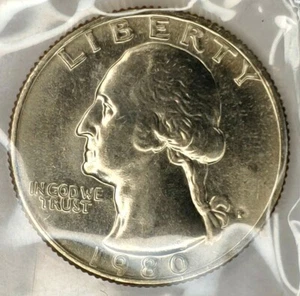 1980-P 25C Washington Quarter BU-CLAD M/S 20us0127-1 - Picture 1 of 2