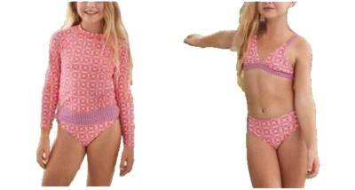 CABANA LIFE Conjunto de 3 piezas de bikini/traje de baño de 10 tejas de coral para niñas grandes NUEVO CON ETIQUETAS Foto 1 de 4