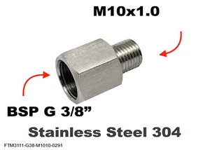 BSP G 3/8" Female to M10x1.0 Male Stainless Sensor Adaptor Fittings Conversion - Picture 1 of 6