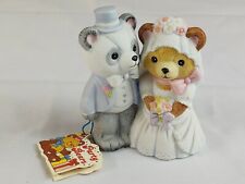 Vtg 1983 Wallace Berries Party Bears Bride Groom Wedding Ceramic Figurine Figure