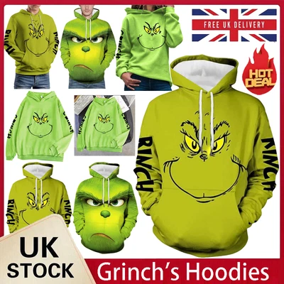 Adult The Grinch 3D Print Hoodie Casual Hooded Sweatshirt Jumper Christmas-Gifts - Image 1 of 4