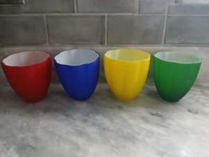 4 Vintage Glass Globes Tulip Edge Variety Color - Picture 1 of 2