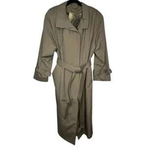 Bryant Park langer Trenchcoat grau mit Gürtel, kariertes Futter & passender Schal, Größe A6 - Bild 1 von 8