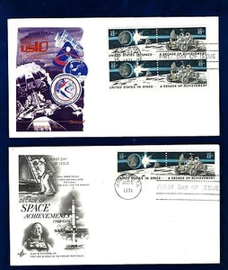 X33 Decade of Space Achievement F.D.C. #1434-1435 Pair & Block of 4, Aug. 2 1971 - Picture 1 of 1