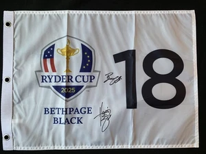 Ben Griffin & Harris English Signed 2025 Ryder Cup Championship Authentic Flag - Picture 1 of 2