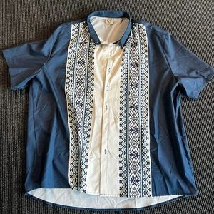 Camisa Hardaddy Para Hombre XL Azul Blanco Manga Corta Bowling - Imagen 1 de 8