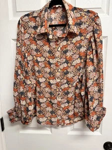Top donna EE Some taglia L multicolore floreale manica a sbuffo colletto con bottoni - Foto 1 di 13