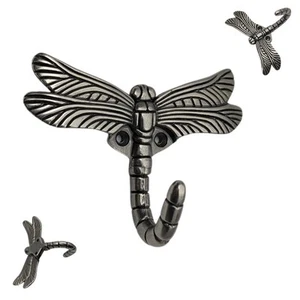 - 6 pcs Utility Hooks, Antique Silver Dragonfly Hooks, Decorative Wall Mount,... - Picture 1 of 5