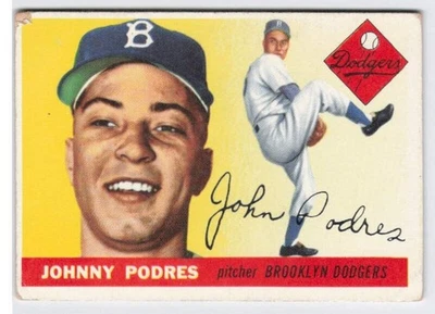 Johnny Podres 1955 Topps #25 Brooklyn Dodgers en muy buen estado Foto 1 de 3