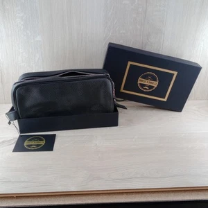 Haircut & Shave Co. Leather Toiletry Bag Medium Shaving Organizer Travel Case - Picture 1 of 9