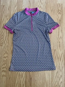 PGA Tour Golf Athletic Women’s Mock Neck Geometric Top Hot Pink Accents Small - Picture 1 of 3