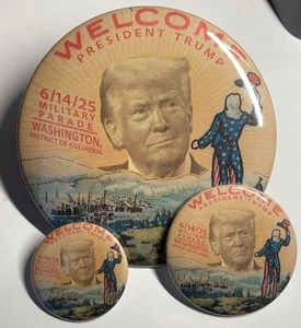 Conjunto de botones Donald Trump Pinback hermoso Vance bandera de desfile militar republicano - Imagen 1 de 1