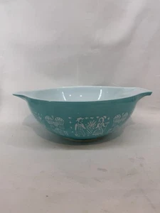 PYREX Amish Butterprint Turquoise Blue 4 QT Cinderella Mixing Bowl #444 Vintage - Picture 1 of 5