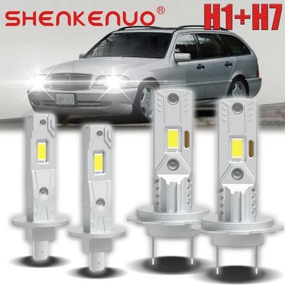 Combo faros LED blancos 6000K para Mercedes-Benz C43 AMG 1998-2000 H1+H7 Foto 1 de 4