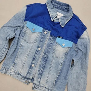 Vintage Calvin Klein Denim Trucker Jacket Colorblock Blue Men’s Size Large - Bild 1 von 14
