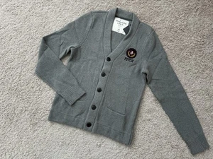 Neu mit Etikett Vintage Y2K Abercrombie & Fitch graue Herren-Cardigan mit Knopfleiste Größe M - Bild 1 von 9