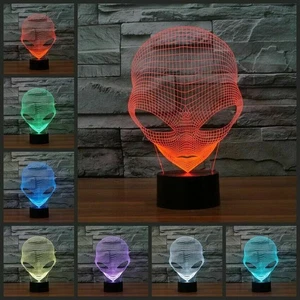 3D UFO ET Martian Alien 7 Color Change Led Table Lamp Night Light Touch Remote b - Picture 1 of 6