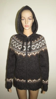 NUEVO ICEWEAR Suéter de Lana Islandesa BRYNJA Tejido a Mano con Capucha y Cremallera para Mujer Talla XS/S Foto 1 de 4